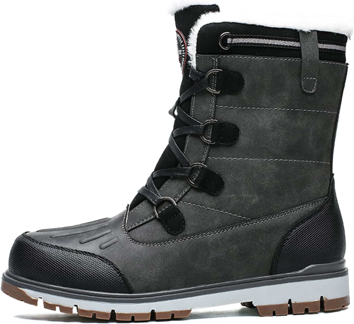 Мужские зимние сапоги Mens Snow Plush теплые высокие модные хлопковые ботинки для мужчин Generic, серый — фото 2