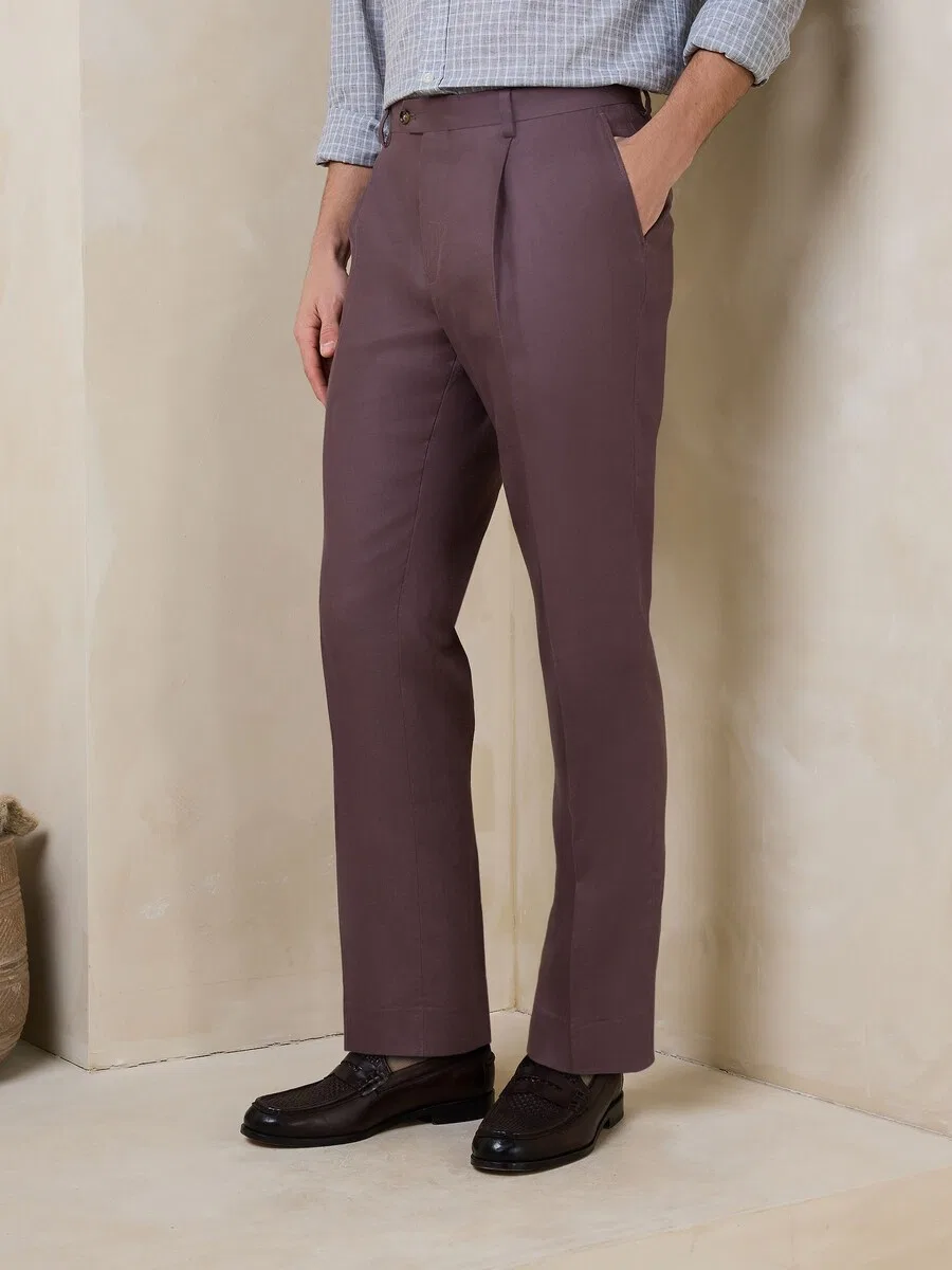 Брюки Next Slim fit с плиссировкой спереди, цвет 'N. Premium', сиреневый — фото 4