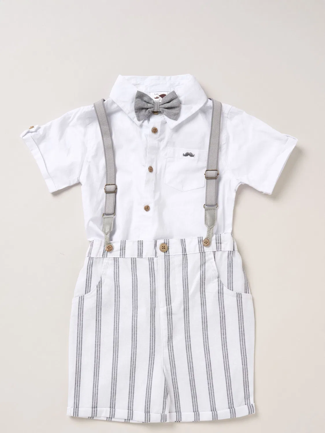 Комплект одежды Little Gent с рубашкой, шортами и подтяжками, белый