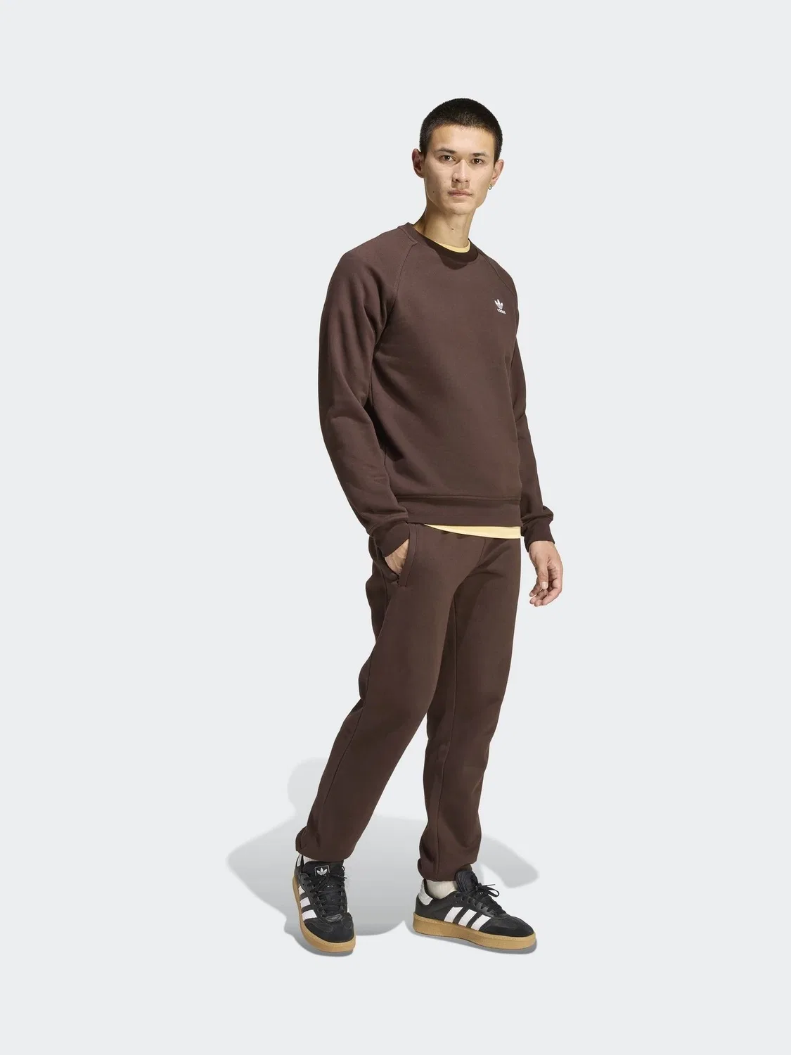 Свитшот с вышитым логотипом, Essentials, adidas Originals, темно-коричневый — фото 3