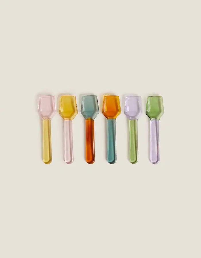 

Ложки Zara Home Pack Of Multicoloured Borosilicate Glass Ice Cream Spoons 6 Pack, разноцветный
