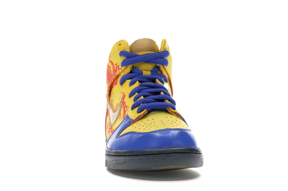 Детские кроссовки для мальчиков высокие Nike SB Dunk High Doernbecher (2012) Nike, Vivid Sulfur Game Royal — фото 2