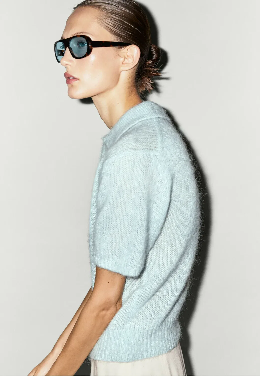 Рубашка поло Massimo Dutti, Light Blue — фото 3