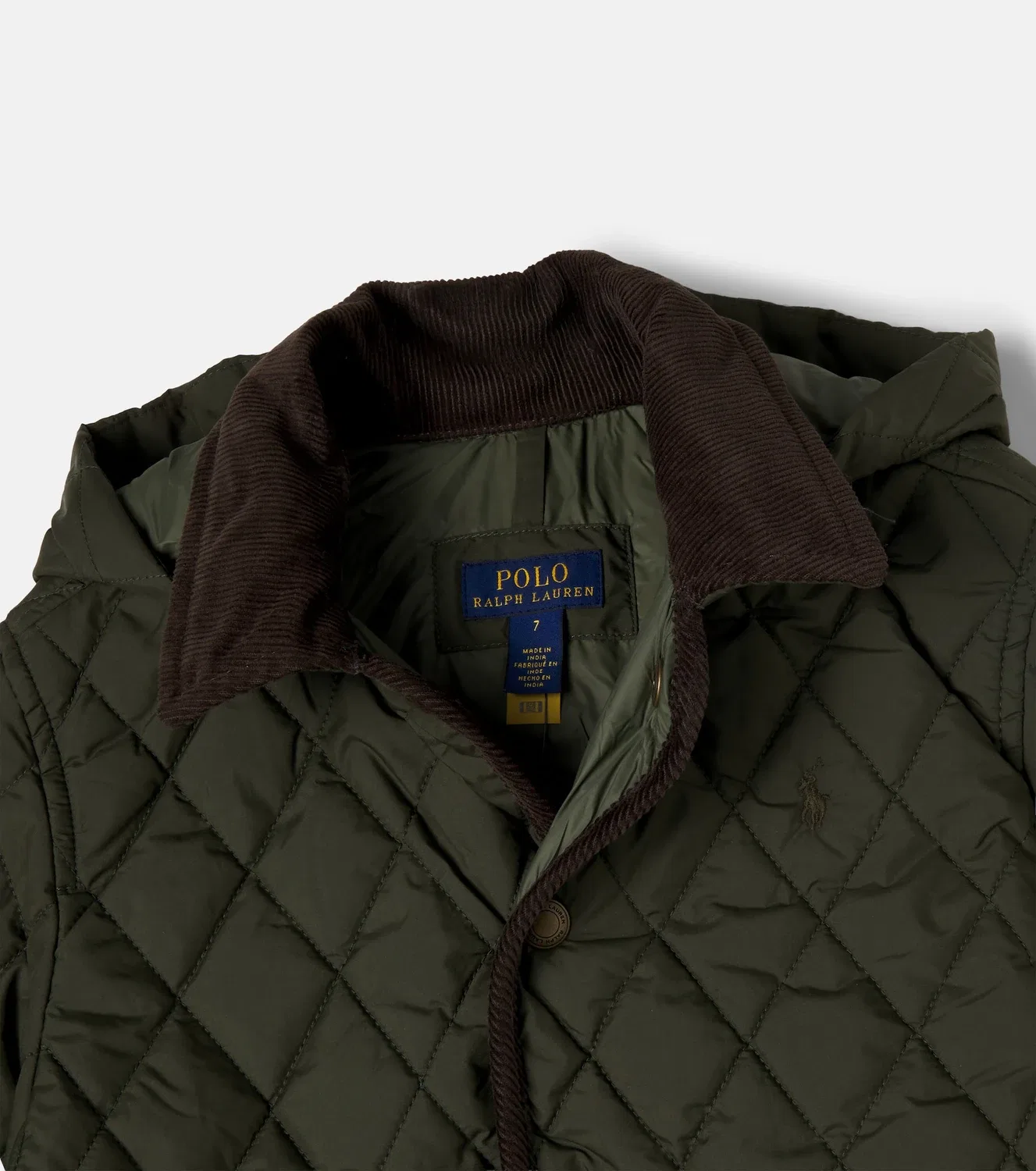Стеганая куртка с вельветовой отделкой Polo Ralph Lauren Kids, зеленый — фото 4