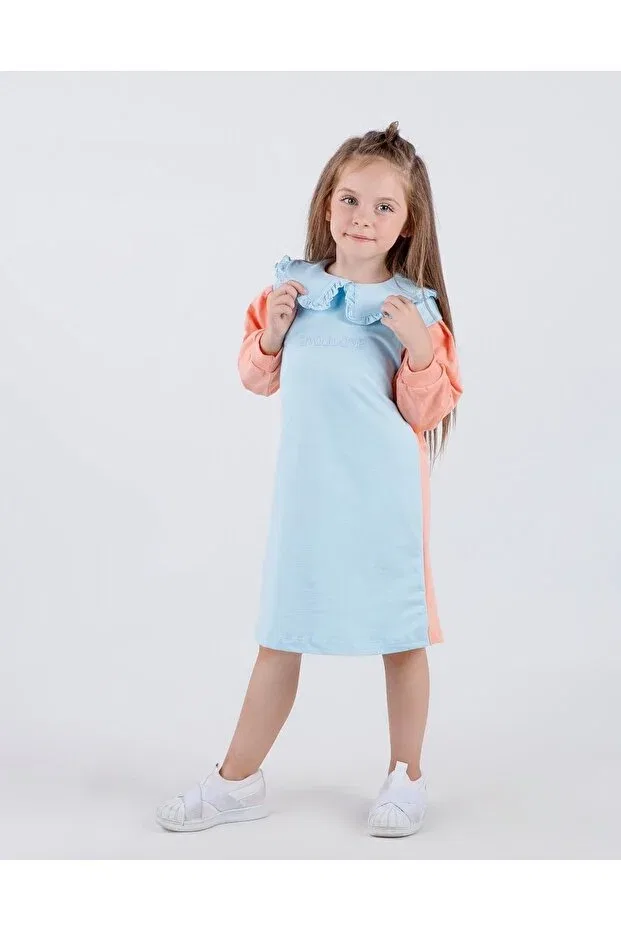 Детское платье для девочек с длинным рукавом Basic Harika Kids, Blue — фото 2
