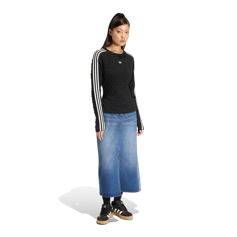 Свитшот adidas Originals Slim Solid Spike Knit sweatshirt, черный — фото 4