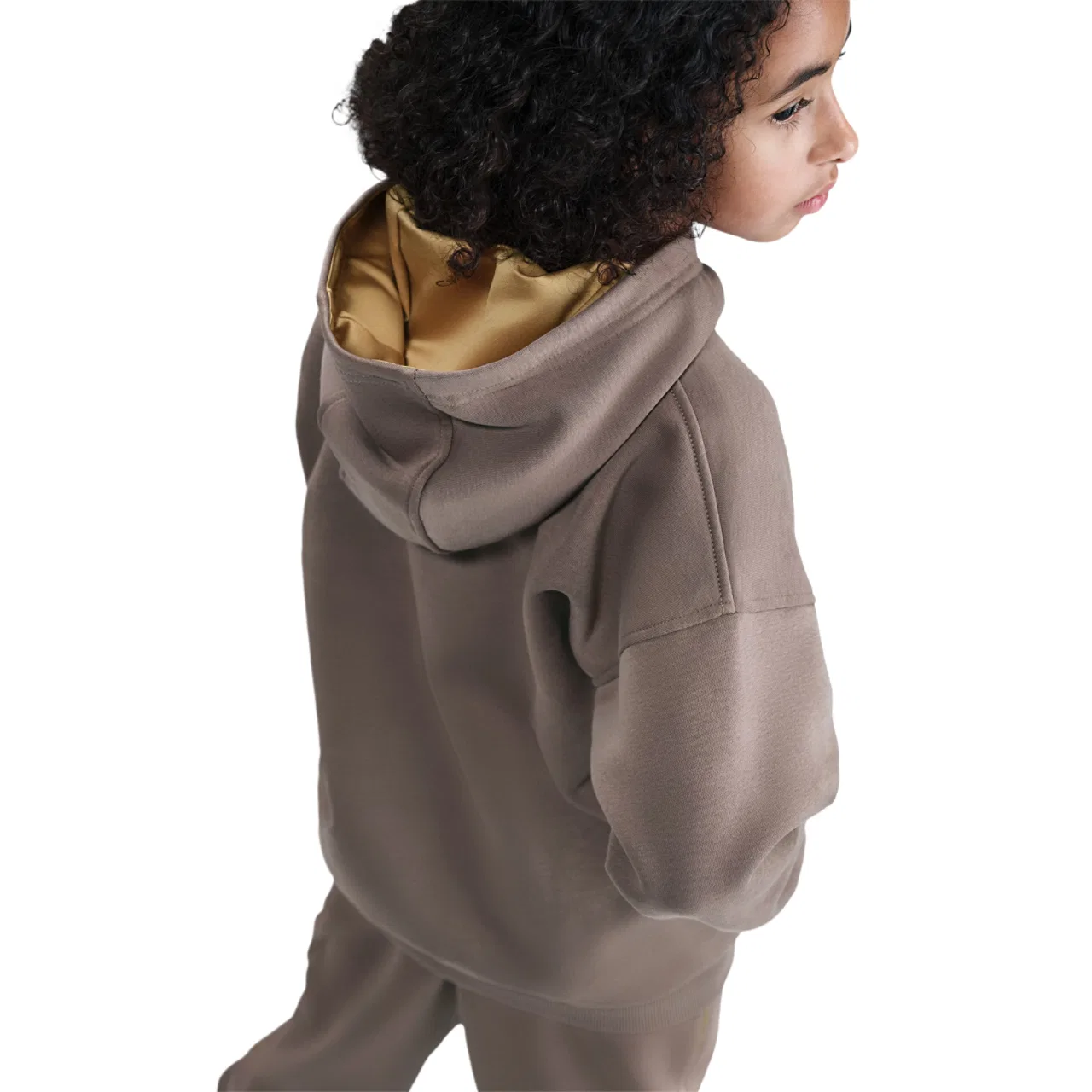 Худи для девочек Oversized Club Fleece Nike, коричневый/золотистый — фото 2