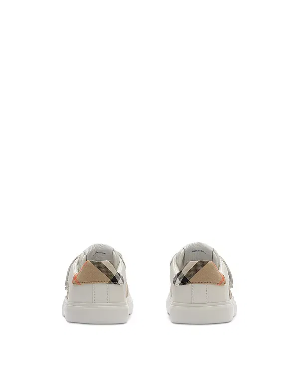 Детские кроссовки для девочек с клетчатым принтом Noah Check & Leather Sneakers Burberry, Sand Ip Check — фото 2