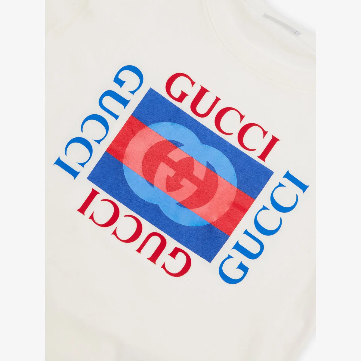 Футболка из хлопкового трикотажа с сетчатым принтом Interlock g, возраст 4-12 лет Gucci, белый — фото 2