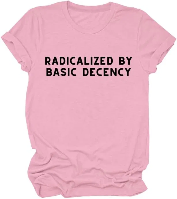 Мужская футболка с полосками Radicalized by Basic Decency, Pink