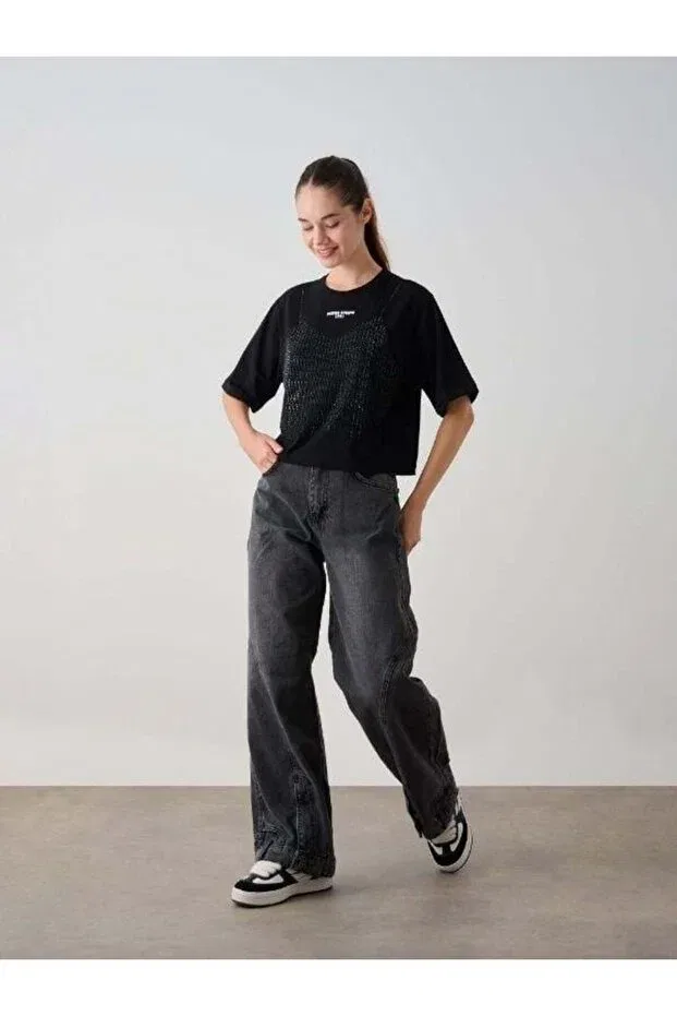 Детская футболка для девочек хлопковая Stone Design Zekids, Black