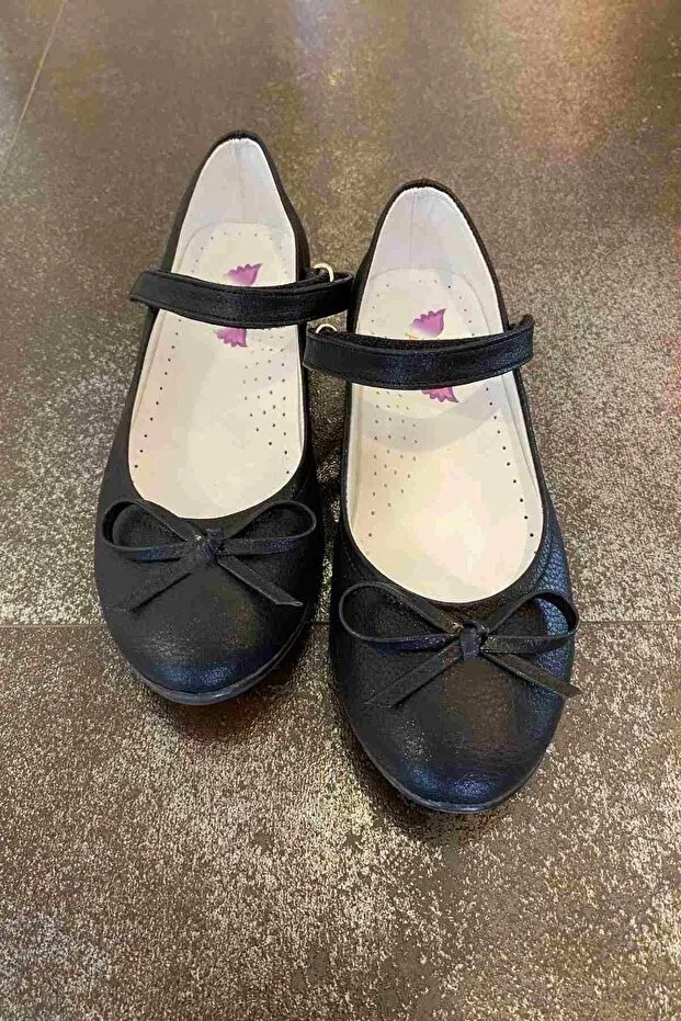 Детские балетки для девочек без каблука Moona Kids, Black — фото 2