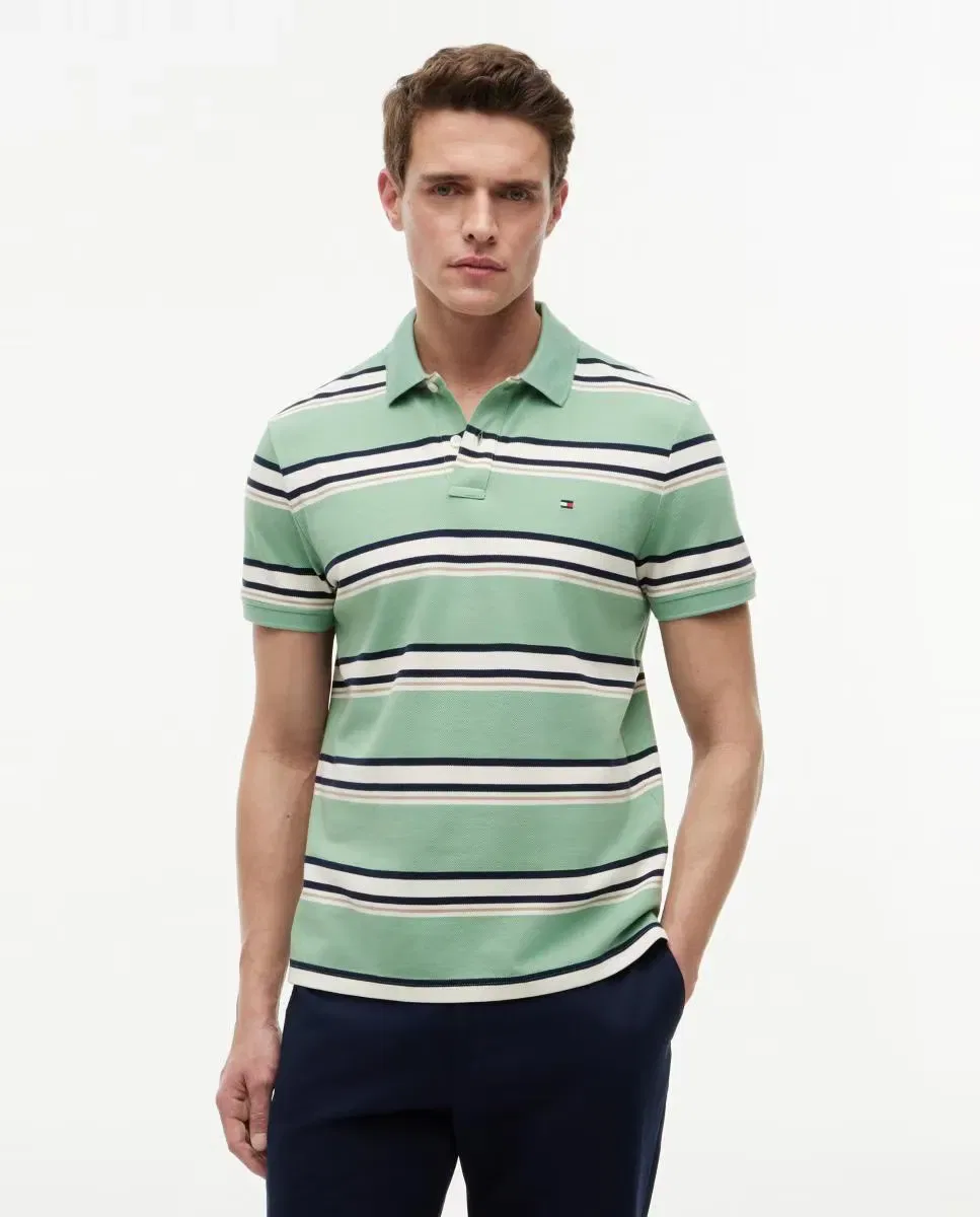 Мужское поло с коротким рукавом с принтом Tommy Hilfiger, Verde Menta