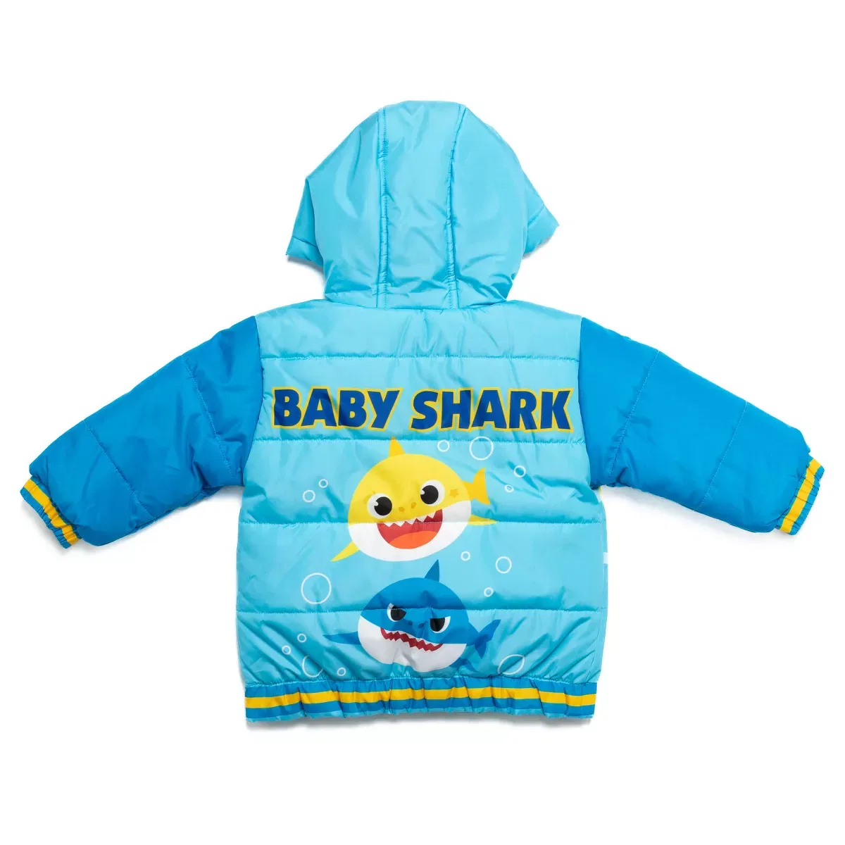 Детская куртка-пуховик с капюшоном с принтом Baby Shark Pinkfong, Синий — фото 2