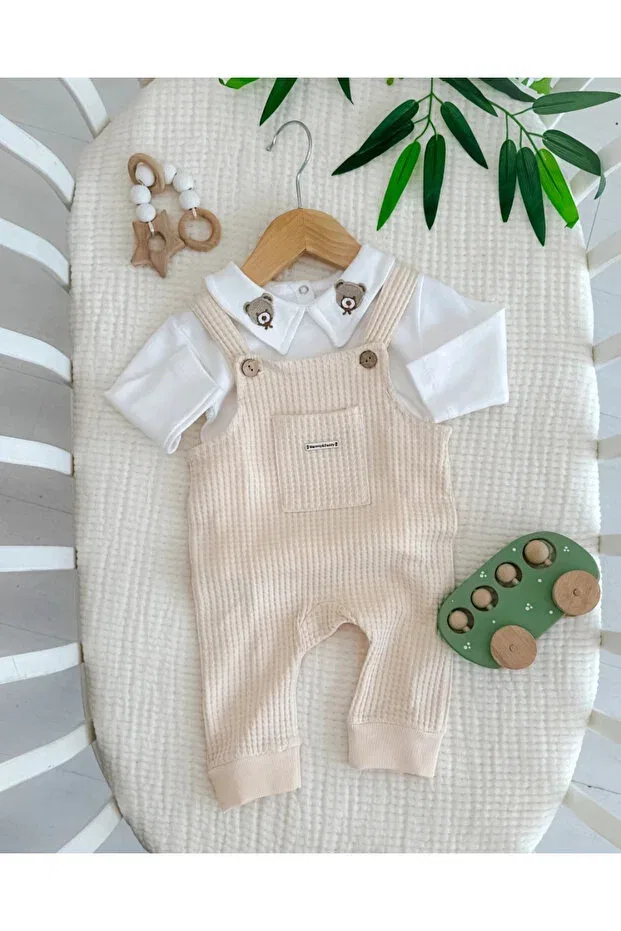 Детский комбинезон для мальчиков с принтом Yukobaby Bebeğiniz Için En Doğalı, Nude Color