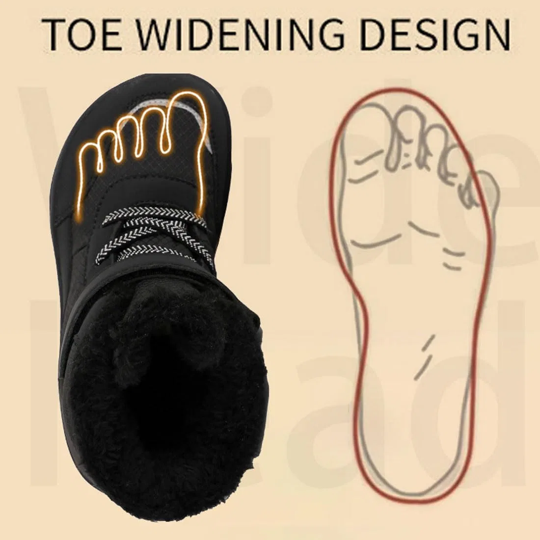 Детские зимние ботинки для девочек водонепроницаемые с принтом Hike Kids Winter Footwear Barefoot Snow Boots, Brown — фото 3