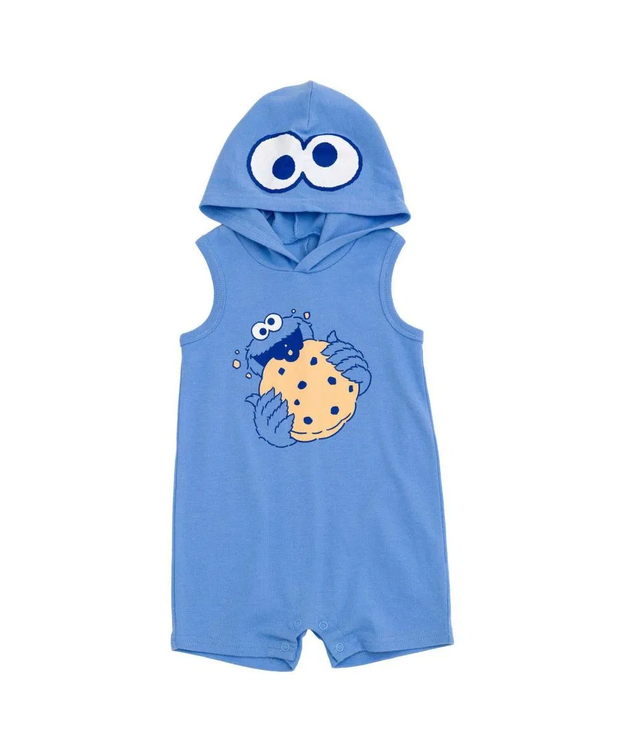 Боди-комбинезон без рукавов с капюшоном Sesame Street, Cookie Monster Blue