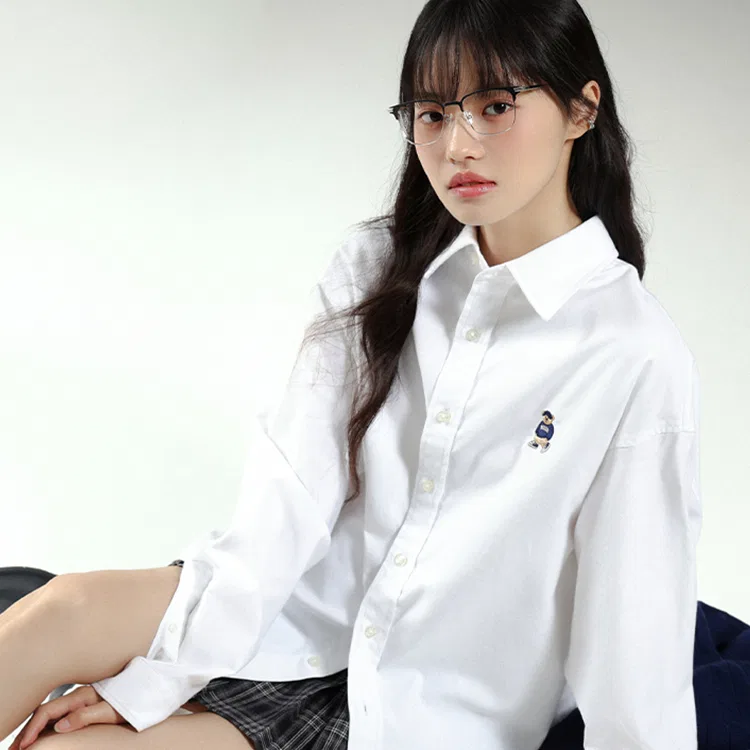 Детская рубашка с отложным воротником SPAO, Marine Blue — фото 4