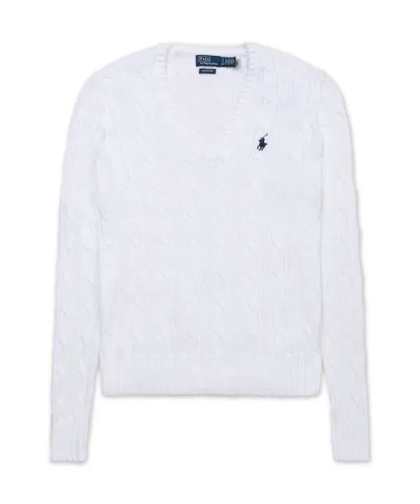 Свитер с V-образным вырезом, из хлопка, Polo Ralph Lauren, белый