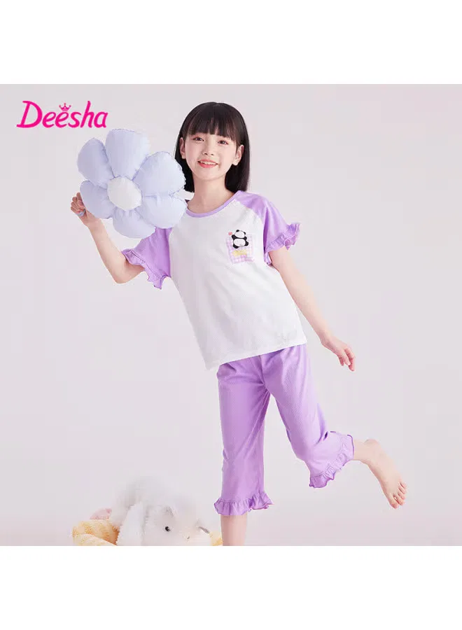 Домашний комплект с коротким рукавом из хлопка Deesha, фиолетовый — фото 2