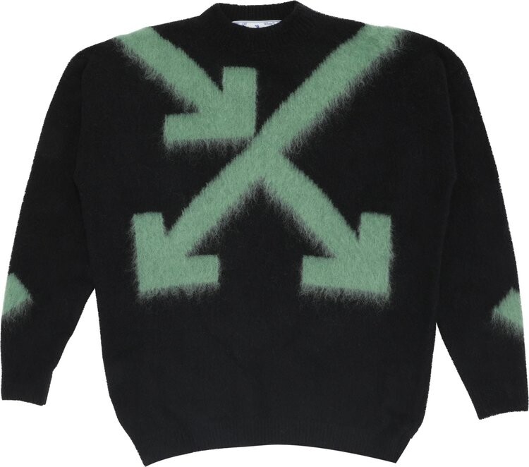 Толстовка Off-White Fuzzy Arrows Crewneck 'Black/Hedge Green', зеленый — фото 2