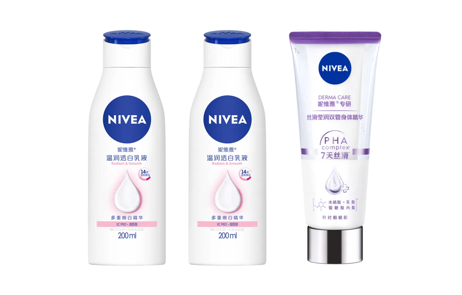 Набор лосьонов для тела NIVEA Warm And Transparent White Lotion Dual Tube Serums Set, 400 мл + 60 мл, White