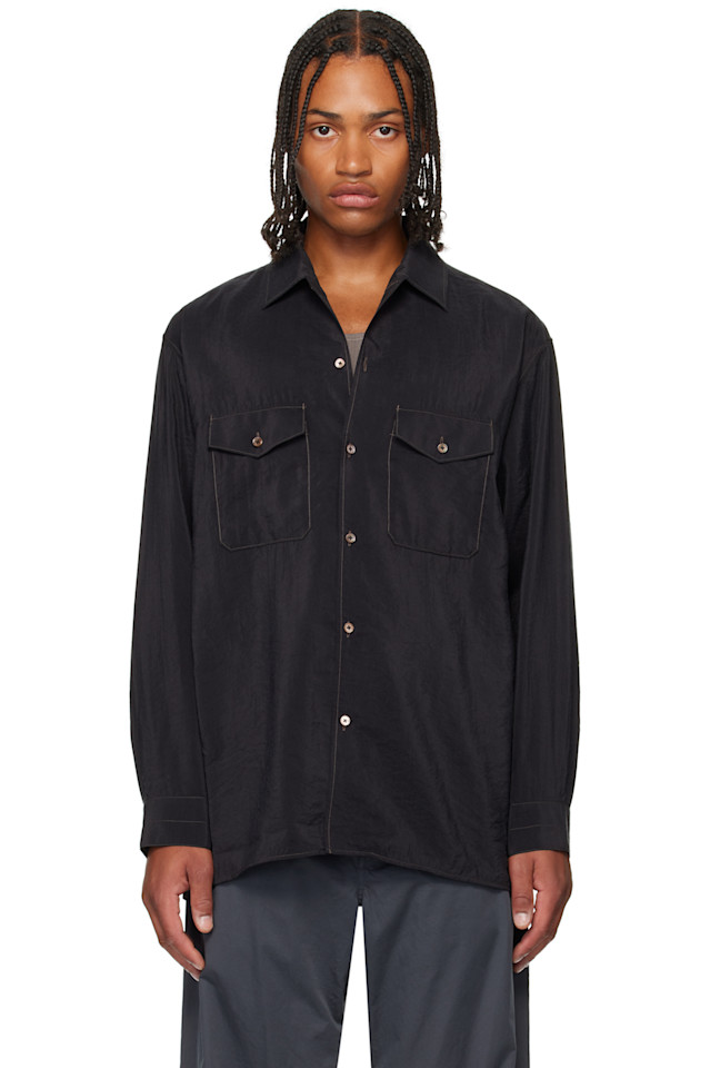 

Рубашка с отложным воротником Lemaire, черный