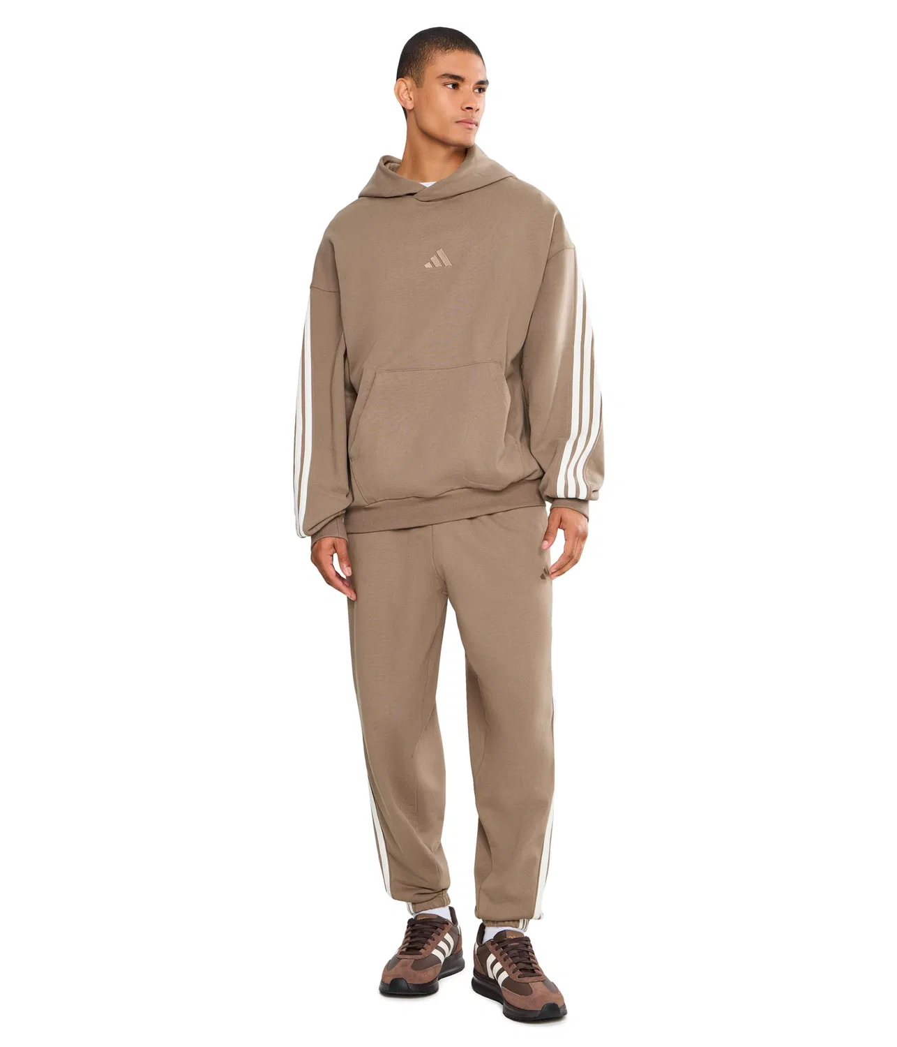 Комплект из 3 полосатых брюк с манжетами. Adidas, Khaki/Off-White — фото 2