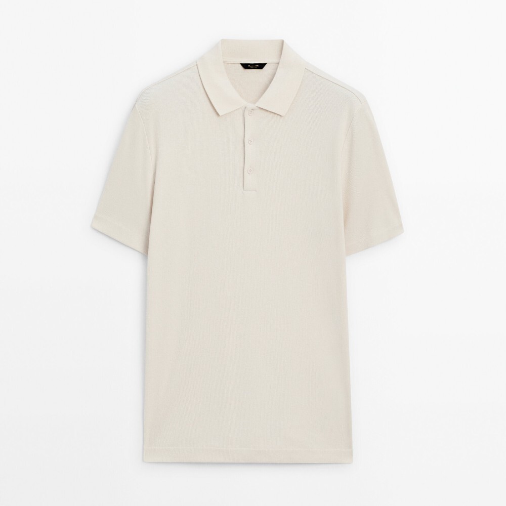 

Футболка-поло Massimo Dutti Ribbed Short Sleeve, кремовый, Бежевый, Футболка-поло Massimo Dutti Ribbed Short Sleeve, кремовый