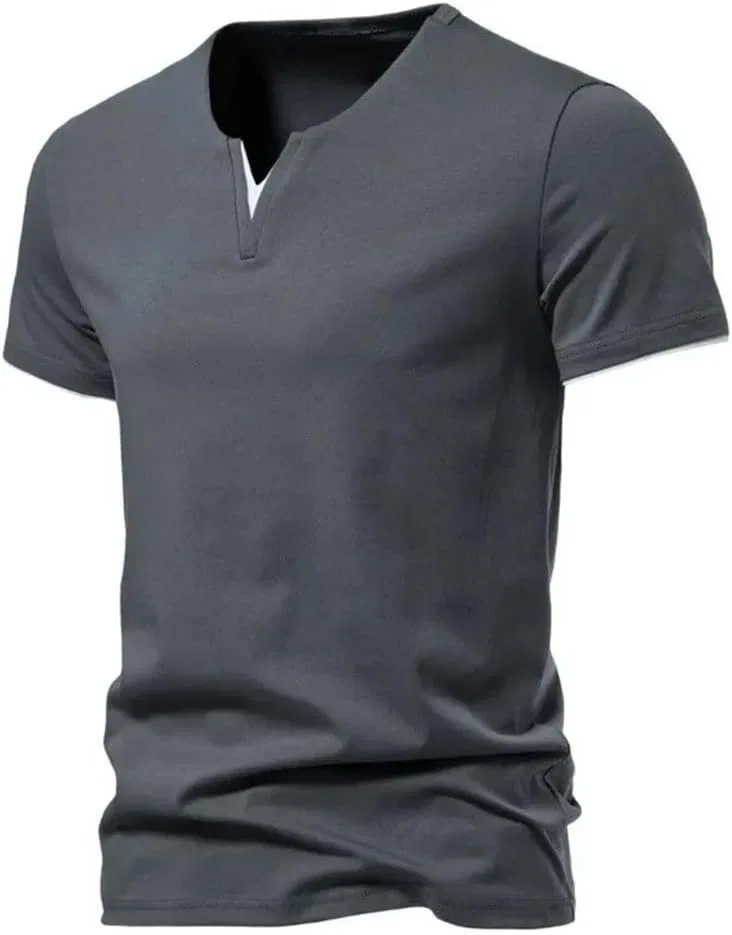 Мужская футболка с V-образным вырезом Casual Cotton Slim Fit, Black — фото 2