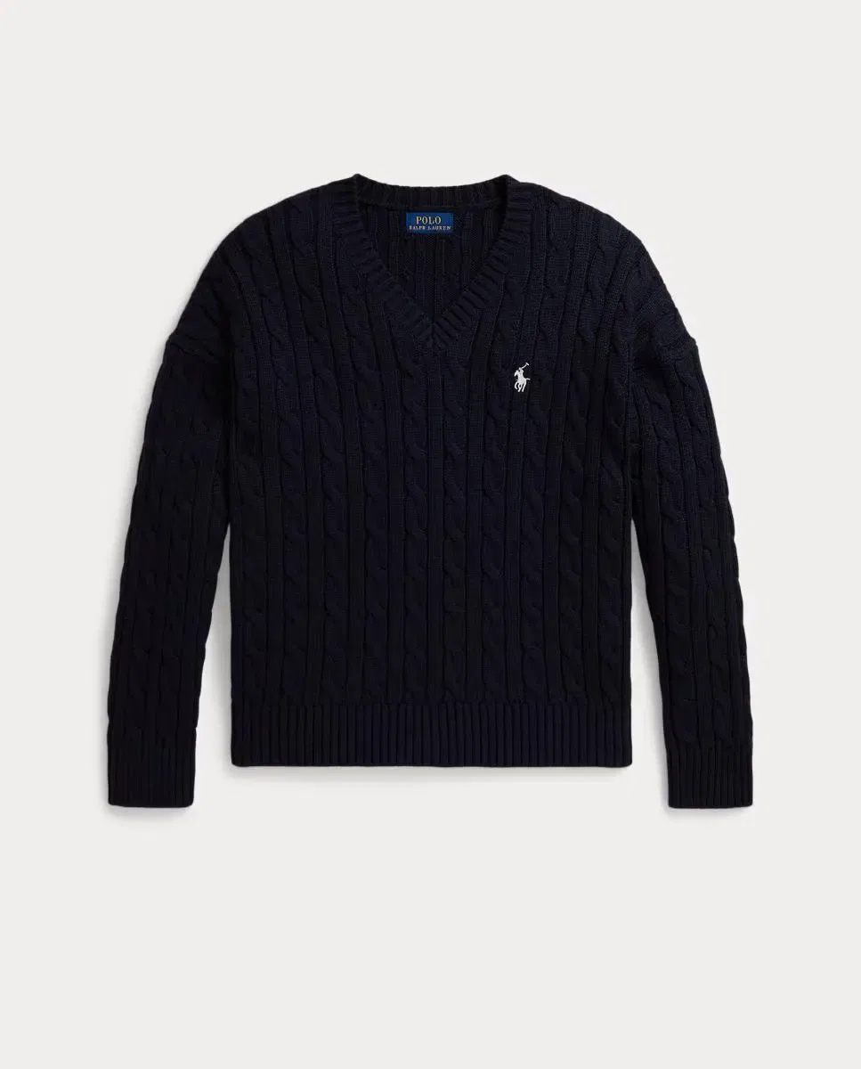 Детский свитер для девочек оверсайз с принтом Polo Ralph Lauren, Azul Marino