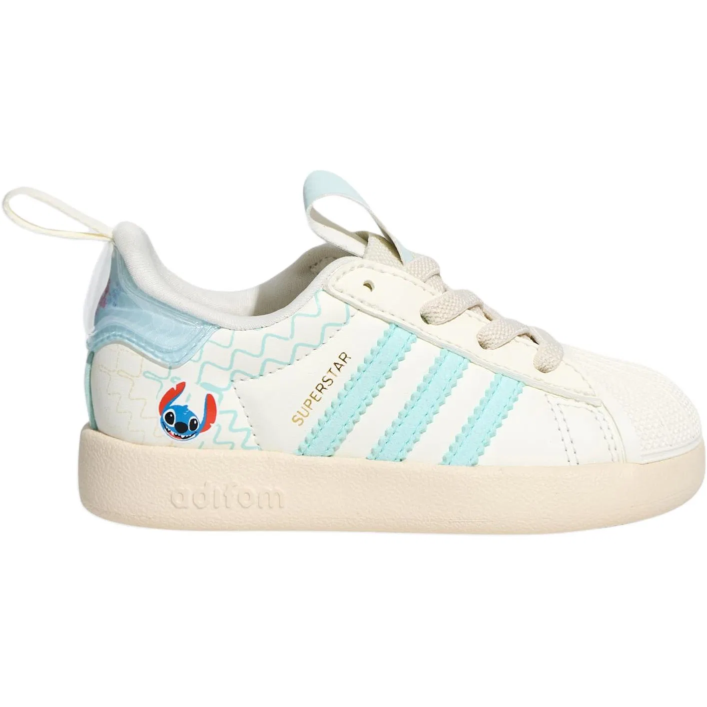 Детские кроссовки для малышей кожаные Adidas Originals AdiFOM Superstar 360, Ecru Blue — фото 3