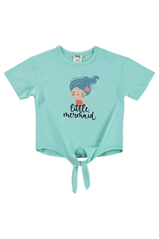 Детская футболка для девочек с принтом Little Mermaid Printed Tie-Up T-Shirt Civil Baby, Mint