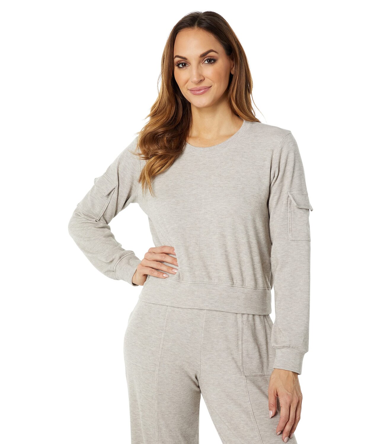 

Толстовка bobi Los Angeles, Cargo Pocket Sweatshirt in Cozy Heather Knit