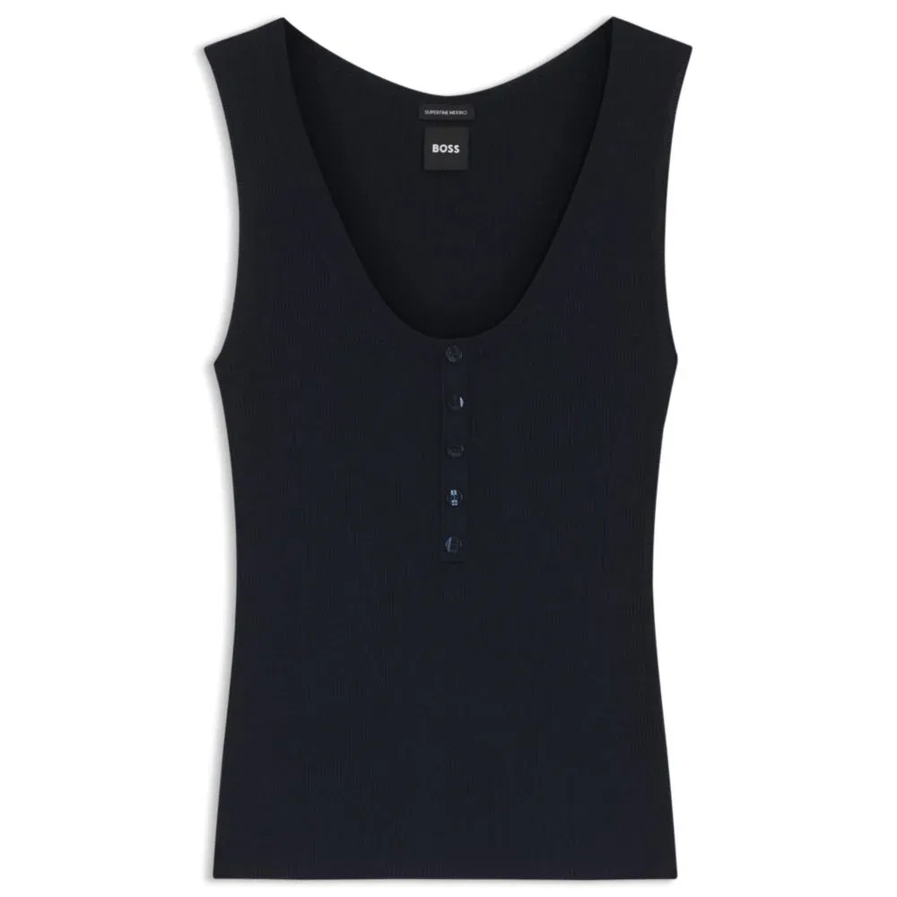 Женский топ без рукавов из мериносовой шерсти BOSS, Dark Blue