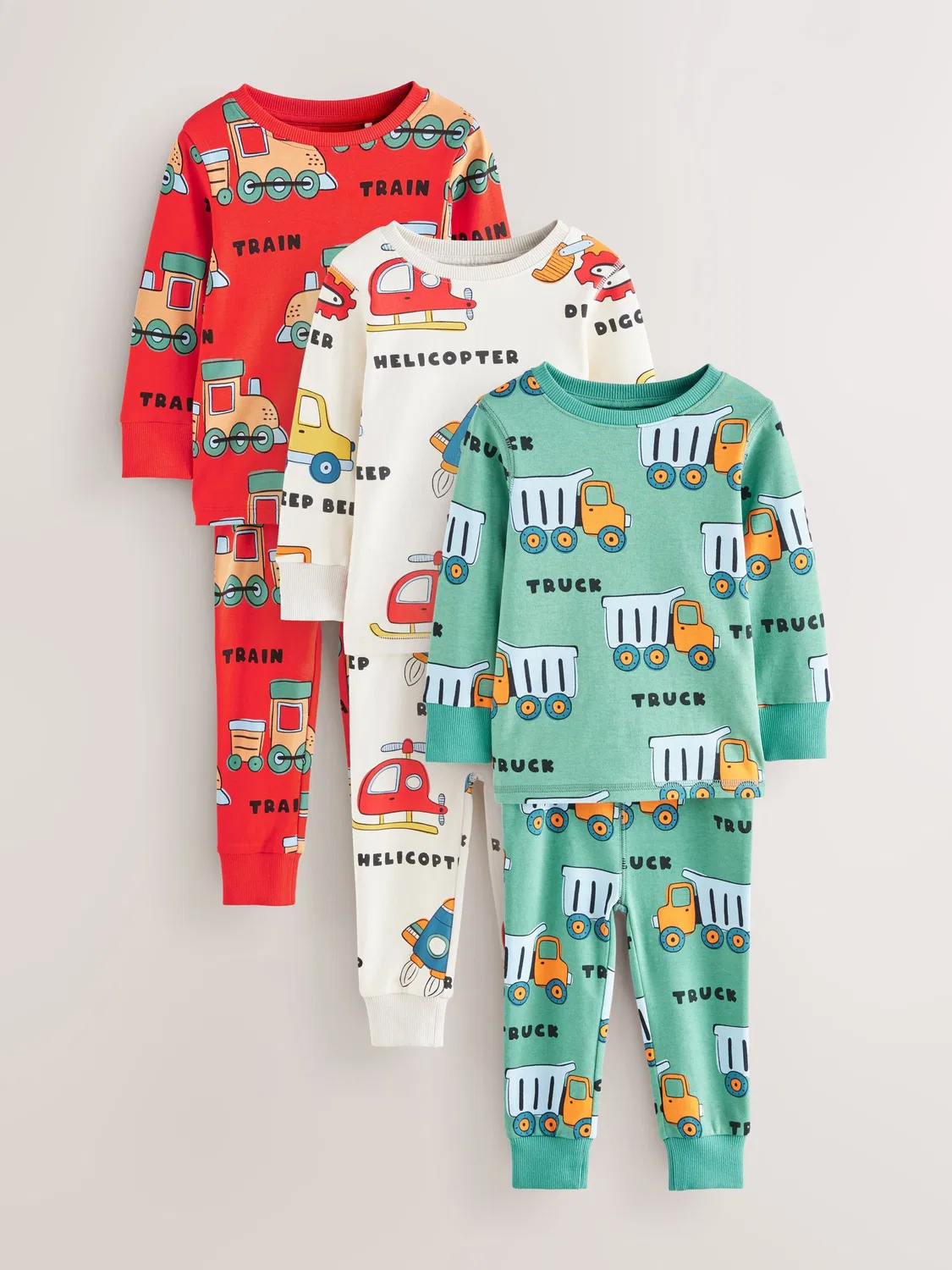 Пижама Next Multi Mini Snuggle Pyjamas 3 Pack, мультиколор — фото 4