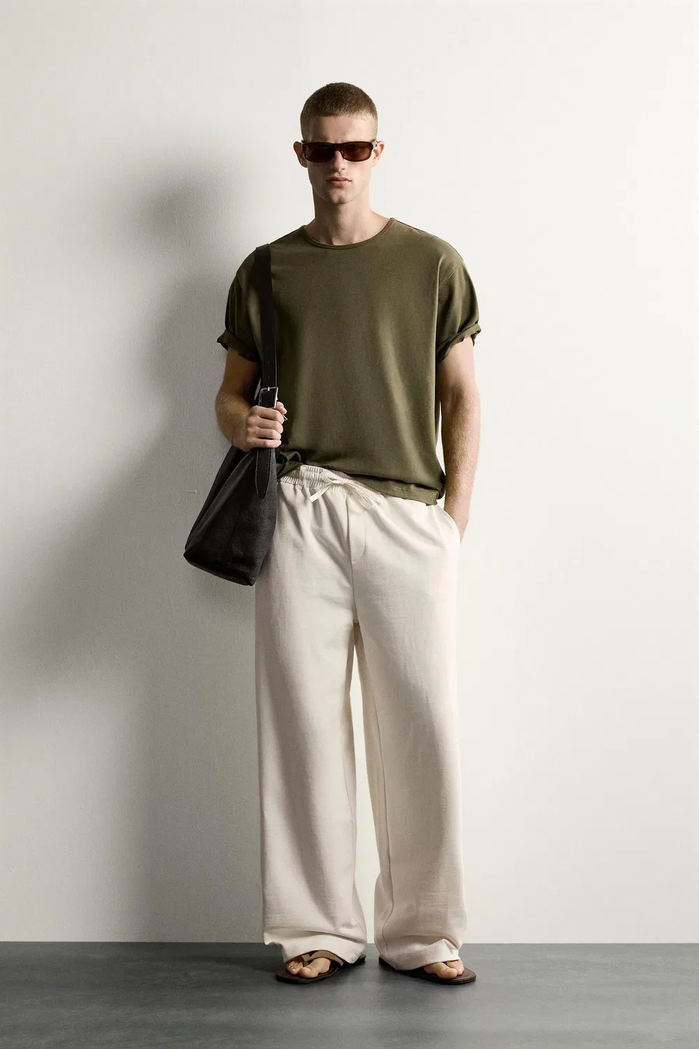 Комбинированные спортивные брюки с завышенной талией ZARA, White