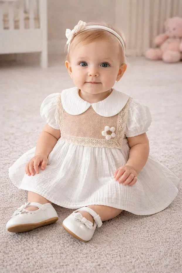 Детское платье для девочек хлопковое Bebexo Kids, White — фото 2