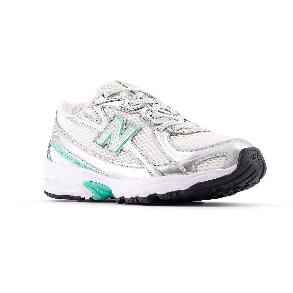 Детские кроссовки на шнурках-эластичных шнурках 740 Bungee Lace New Balance, Silver Metallic / Deep End — фото 3