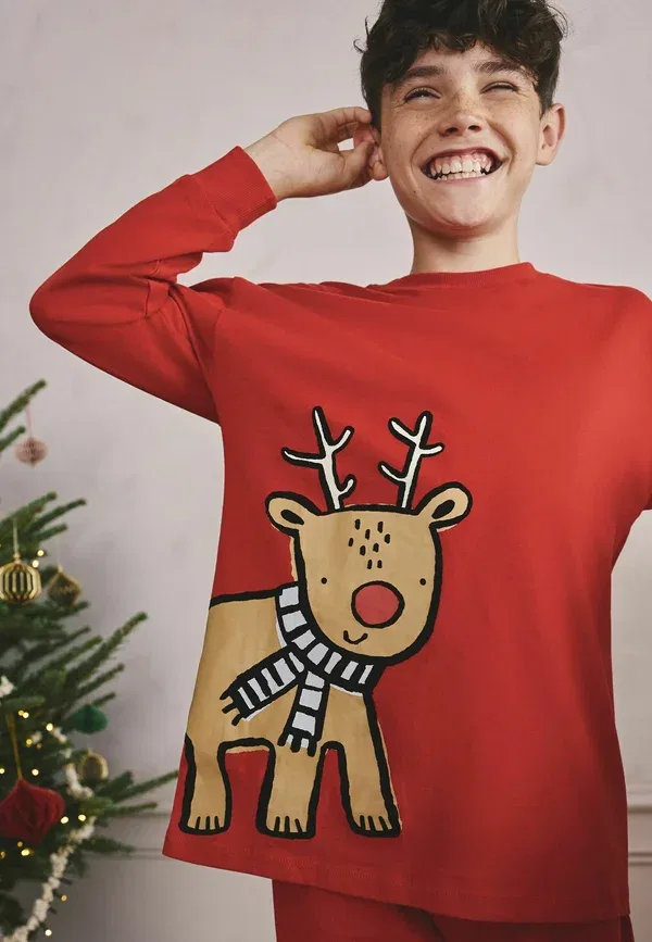 Комплект пижамы 100% хлопок pyjama set Next, Red Reindeer, красный — фото 3