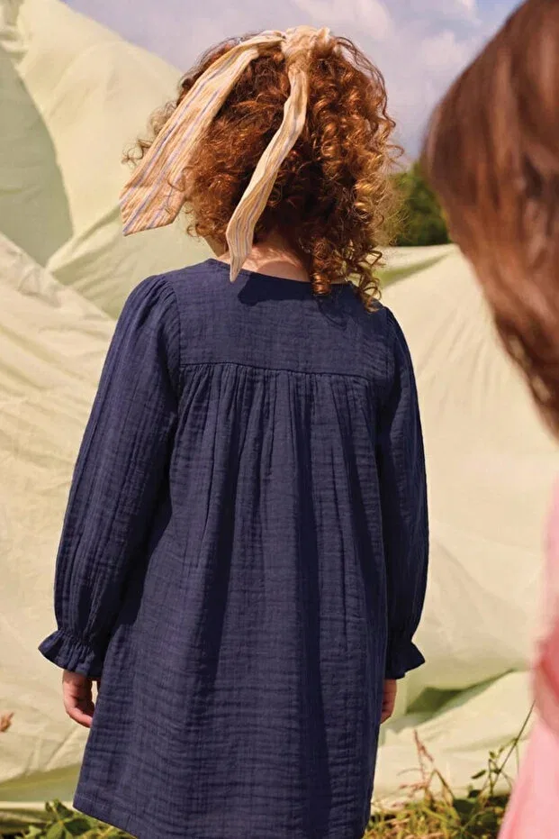 Детское платье для девочек с вышивкой Cigit, Navy Blue — фото 2