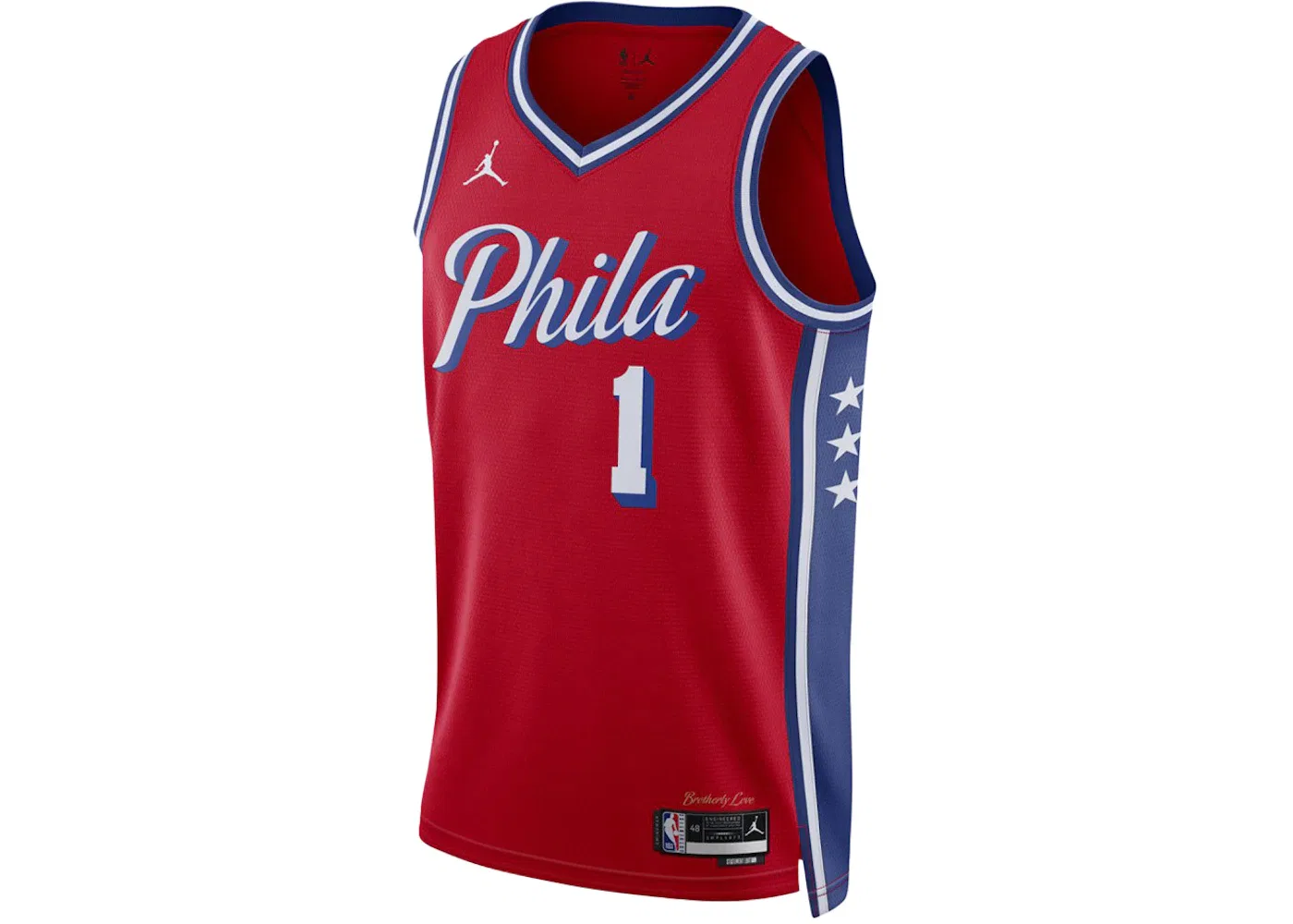 Мужская баскетбольная джерси с длинным рукавом Nike Harden Philadelphia 76ers NBA Statement Jersey, Red