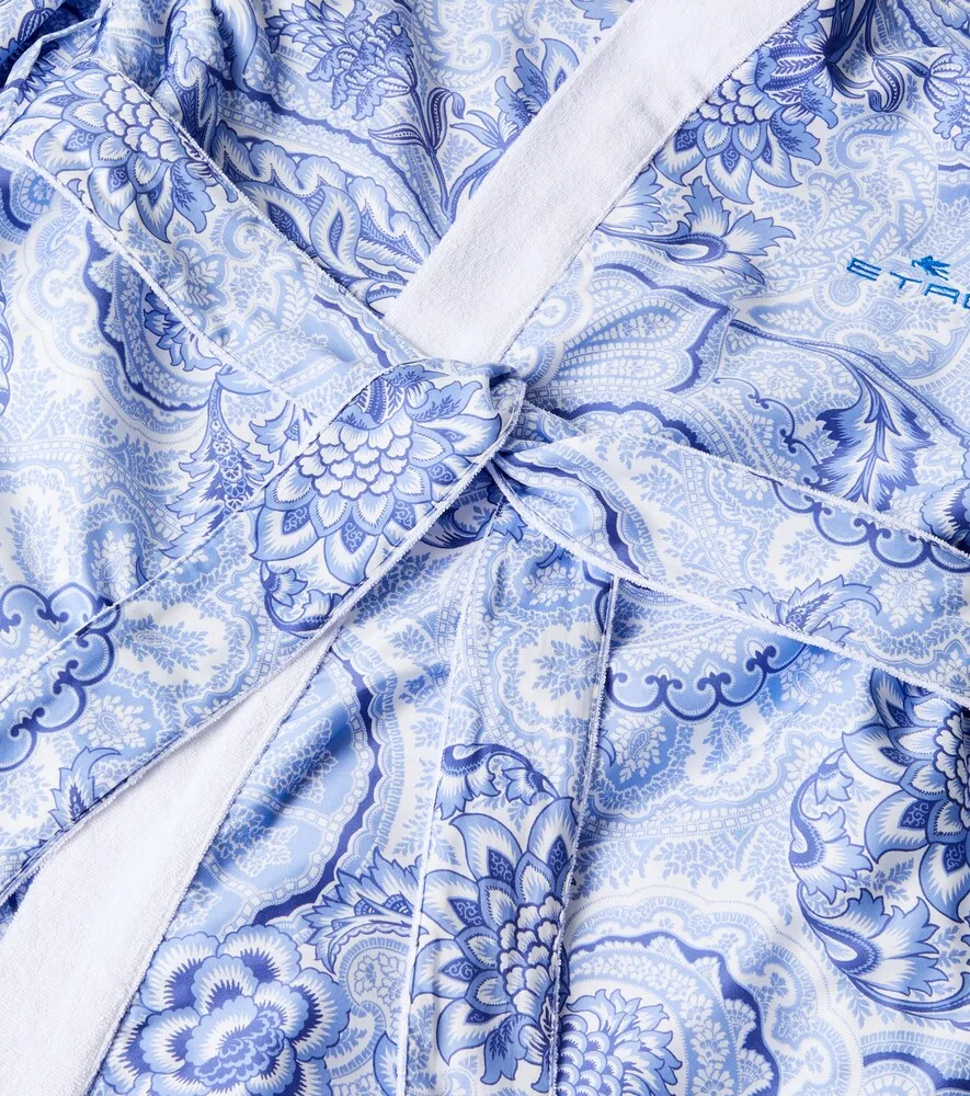 Халат из набивного хлопка Etro, синий — фото 2