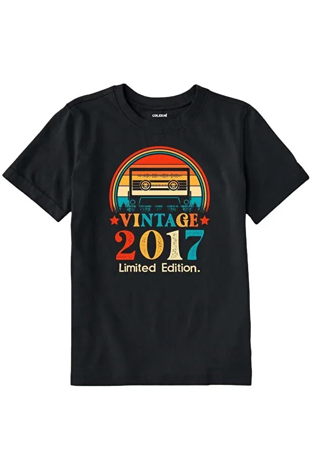 Детская футболка с принтом Vintage T-Shirt 2017 Mixtape Design Colermi, Black