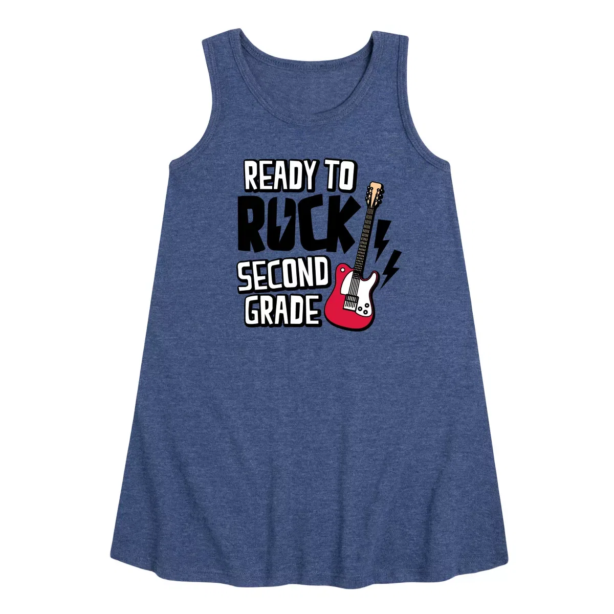 Детское платье-трапеция без рукавов Ready To Rock Second Grade Instant Message, Heather Navy