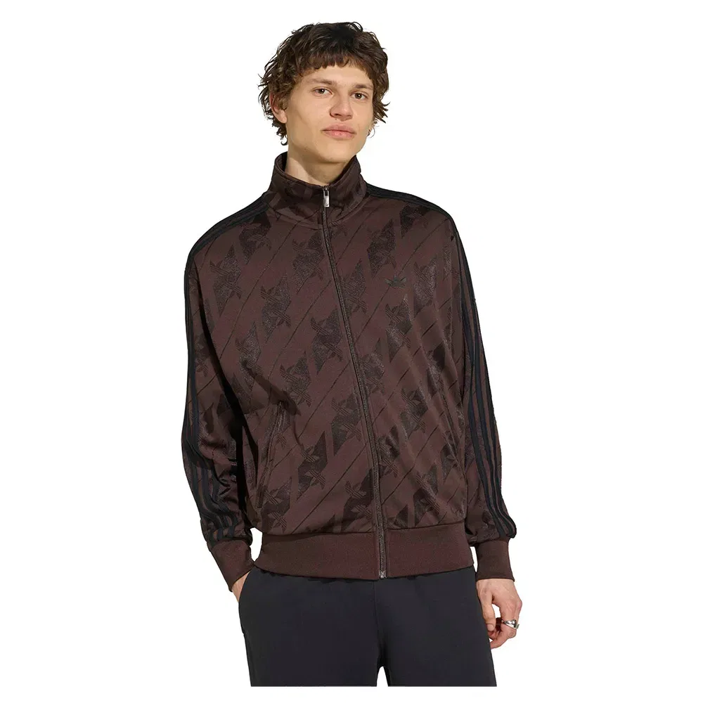 Худи на молнии Monogram Firebird Adidas Originals, коричневый