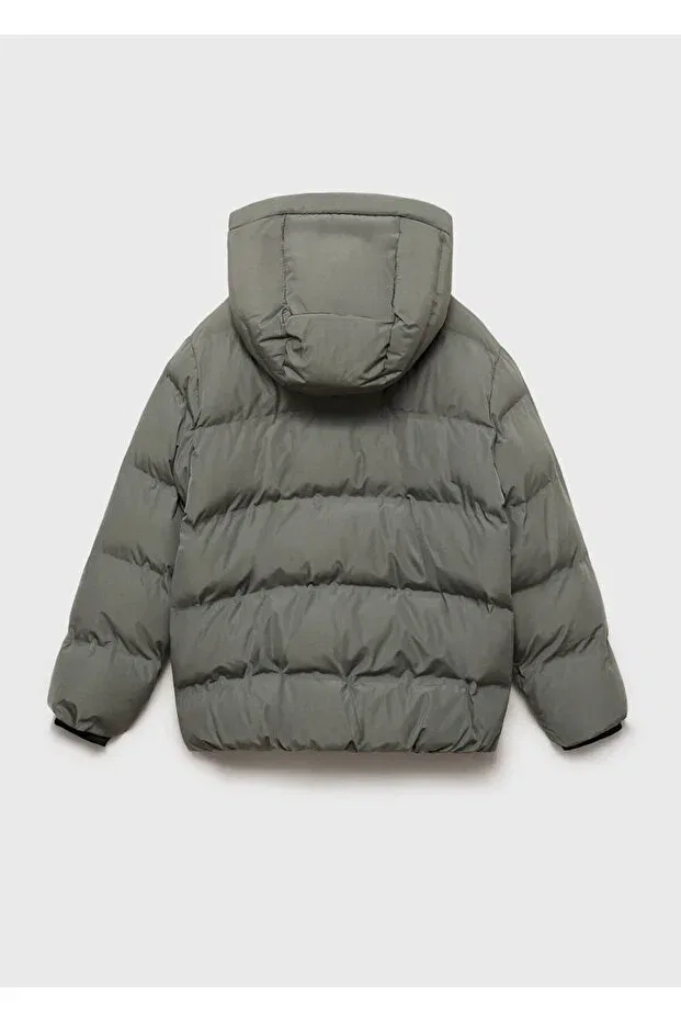 Детское пальто для девочек стеганое с капюшоном Mango Kids, Pastel Green — фото 4