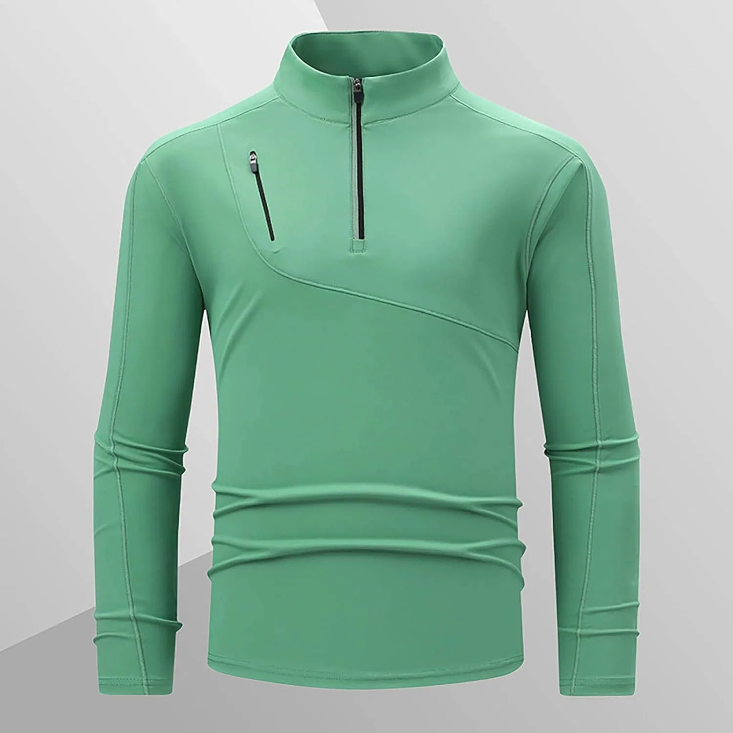 Мужская компрессионная футболка с четверть-застежкой Athletic, Mint Green — фото 3