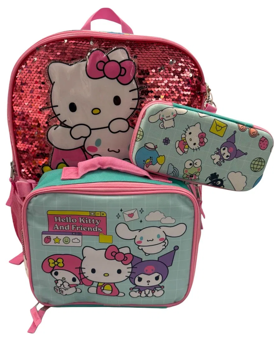 Детский набор рюкзака Hello Kitty с ланч-боксом и пеналом Accessory Innovations, Blue/Red — фото 2