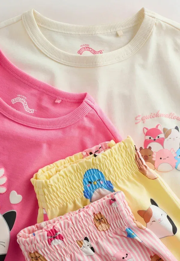 Пижамный комплект из хлопка Regular fit Yellow/Pink Squishmallow Short Pyjamas 2 Pack Next, Pink Yellow, желтый/розовый — фото 2